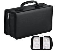 Chewtoyo Custodia portatile per DVD, in pelle PU, organizer per album, borsa per il trasporto di CD, auto, ufficio, casa, viaggi, grande capacità per 128 dischi