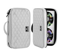 Chewtoyo Custodia portatile per DVD, organizer per CD con manico, custodia per 96 CD di grande capacità, portafoglio rigido per DVD, borsa da trasporto per auto, ufficio, viaggio, Grigio chiaro,