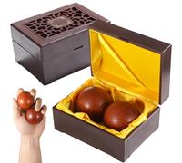 Chewtoyo Due palline massaggianti in palissandro per mani, 2 palline Baoding accompagnate da custodia, palline da fitness per la mano