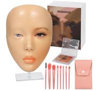 Chewtoyo Kit di pratica per il trucco completo per principianti, include 8 pennelli da trucco, palette di ombretti a 7 colori, manichino in silicone con supporto per esercitarsi