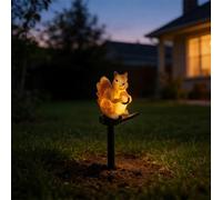 Chewtoyo Lampada solare da giardino a forma di scoiattolo, 16,1 cm, in resina resistente alle intemperie, con graziose incisioni dettagliate, una lampada da esterno per patio, prato, decorazione da