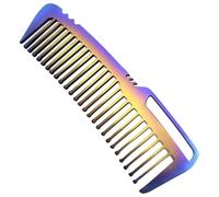 Chewtoyo Pettine leggero e portatile, in puro titanio, antistatico, 10 cm, colore blu sfumato, ideale per acconciare la barba in metallo antiruggine