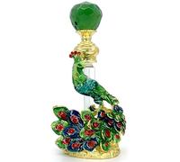 Chewtoyo Profumo Decantazione Ideale, 4 ml Verde E Oro Lussuoso Vetro Pavone Decor Bottiglia Profumo Con Piuma Dettagli E Gioiello Top