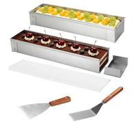 Chewtoyo Set di 2 stampi per tiramisù con coperchi trasparenti, pala angolata e pala a 3 lati, teglia rettangolare rimovibile in acciaio inossidabile 304, contenitore per tiramisù per mousse, cottura