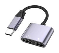Chewtoyo Splitter audio e ricarica di tipo C, adattatore USB-C per diversi telefoni, audio senza perdite, 20 V 3 A PD2.0 60 W, ricarica rapida, lega di alluminio portatile, ideale per viaggi, fitness