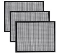 Chewtoyo Tappetini antiaderenti per barbecue, 3 pezzi, 40 x 33 cm, resistenti al calore, riutilizzabili, bordi neri, per barbecue all'aperto