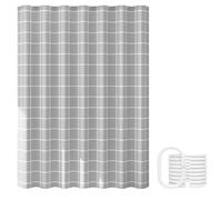 Chewtoyo Tenda da doccia scozzese grigia impermeabile, 190 x 190 cm in tenda da bagno in plastica con ganci, moderna