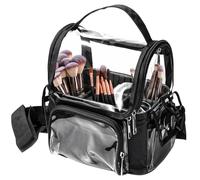 Chewtoyo Trucco trasparente e borsa dell'organizzatore dell'indicatore, caso di stoccaggio dell'artista con la cinghia, corredo impermeabile portatile del PVC per gli studenti