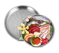 Chewtoyo Vassoi per frutti di mare da 40,6 cm e 35,6 cm, piatti rotondi in acciaio inox ispessito, vassoi da portata per ristoranti, feste, casa, barbecue, vassoi a torre per frutti di mare