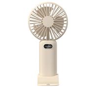 Chewtoyo Ventilatore palmare beige, mini USB ricaricabile, tascabile, regolabile a 3 velocità, base rimovibile, forte vento per esterni e scrivania