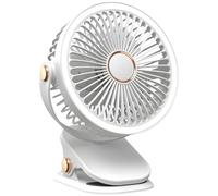 Chewtoyo Ventilatore portatile a clip, ricaricabile tramite USB, con luce LED, mini ventilatore a 5 velocità con angolo regolabile, funzionamento silenzioso, batteria grande, ricarica di tipo C, per