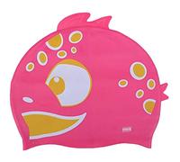 CHEX Cuffia da nuoto in silicone elastico unisex per ragazze 3-7 anni, monopezzo con stampa a doppia pinna, taglia unica, colore: rosa