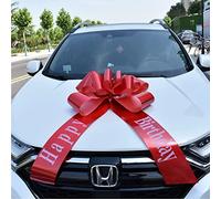 Chexin Grande Fiocco Rosso Gigante per Il Compleanno dell'auto, Happy Birthday, Nastro Regalo Grande - XXL 76 cm e Fiocco con Nastri da 185 cm, Enorme Fiocco per Auto, Maglia Grande, per Bicicletta