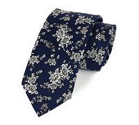 cheyenn Cravatta da uomo in cotone stampato floreale novità skinny cravatta da matrimonio per testimoni dello sposo 6 cm, blu navy, Taglia unica