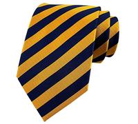 cheyenn Cravatte da uomo moderne a righe fantasia formale tessuta matrimonio ufficio designer cravatte, Giallo Oro Navy, Taglia unica