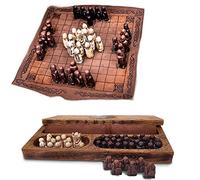 CHEYLIZI Set di scacchi medievali - Set di scacchi vichinghi, scacchi in legno vichinghi, set di scacchi vichinghi Hnefatafl per adulti/bambini, scacchiera : 22 x 22 cm, marrone
