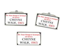 Cheyne Passeggio, London Segnale Stradale Rettangolo Gemelli E Fermacravatta Set