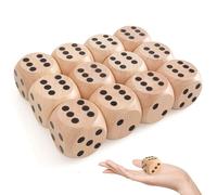 Cheynn 12 dadi grandi, 30 mm, cubi in legno naturale, cubi da gioco, grandi dadi, per matematica, giochi da tavolo, giochi di carte, giochi per feste, giochi di giochi di carte