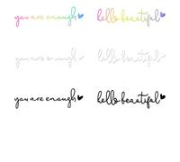 Cheynn 6 adesivi per specchietto retrovisore, affirmations, adesivi per auto con scritta "Hello Beautiful" e "you are enough", adesivi divertenti per finestrini dell'auto, 3 colori, per donne e donne