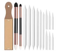 Cheynn Set di 15 spazzole per carta, 11 diversi tipi di spazzola, matita per disegnare Blending Stump gomma per schizzi, strumenti da disegno per pulire, correggere arte, disegno fai da te