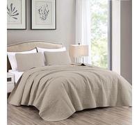 Chezmoi Collection Austin 3-Piece Oversized Bedspread Coverlet Set (King, Avorio)