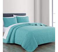 Chezmoi Collection Austin 3-Piece Oversized Bedspread Coverlet Set (King, Turchese)