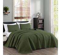 Chezmoi Collection Austin - Set copriletto oversize, 3 pezzi, (king size, verde cipresso)