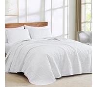 Chezmoi Collection Austin - Set copriletto oversize, 3 pezzi, per letto matrimoniale, in poliestere, colore: bianco