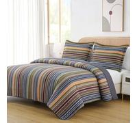 Chezmoi Collection Avery Color - Set copripiumino in cotone, multicolore, verde, per letto matrimoniale