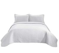 Chezmoi Collection Avon - Set copripiumino in 100% cotone lavato con finitura morbida, 3 pezzi, motivo a punto diamante, per letto matrimoniale, colore: bianco