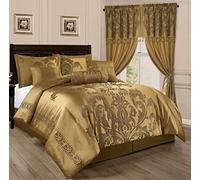 Chezmoi Collection Royale - Set di biancheria da letto in tessuto jacquard, motivo floreale, 7 pezzi, per letto queen