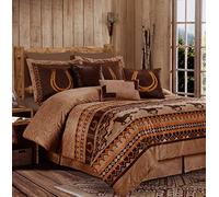 Chezmoi Collection Sedona - Set di biancheria da letto in micropelle scamosciata con cavalli selvatici, 7 pezzi, colore: Marrone