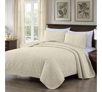 Chezmoi Collection Austin - Set copriletto oversize, 3 pezzi, per letto matrimoniale, colore: avorio