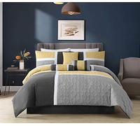 Chezmoi Collection Upland - Set di 7 piumini trapuntati, per letto king size, colore: giallo/antracite/grigio