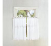 CHF Penny - Coppia di tende da cucina con occhielli, tasca per asta, 71 x 91 cm, colore: bianco