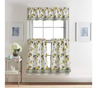 CHF Set di 3 tende da cucina vintage con mantovana e mantovana, 28 x 36 cm, multicolore giallo