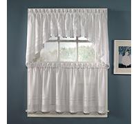 CHF White Crochet Cafe Coppia di Tende da Cucina per Finestra, Bianco, No SPCF SZ