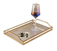 CHFYIJYHM Serving Tray Metal Food Trays for Coffee Table Mirrored Tray with Handle Decorative Tray for Home Food Tray Kitchen Decor
