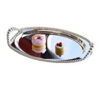 CHFYIJYHM Serving Tray Oval Iron Art Decorative Tray Food Tray with Handles for Wedding, Birthday, Family Party
