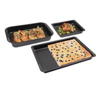 chg 9905-104 - Set di 3 teglie da Forno, Colore: Metallo/Grigio Antracite