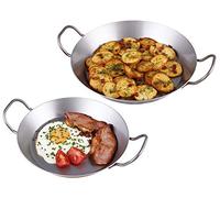 chg Set di 2 padelle in ferro con 2 manici, Ø 24 e 28 cm, ferro, argento, Ø 24 cm