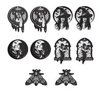 CHGCRAFT 10 ciondoli in acrilico stampati a tema gotico, 5 stili, tra cui ecate con teschio di ariete, serpente, falena, cappello da strega, per bracciali, collane, fai da te, creazione di gioielli,