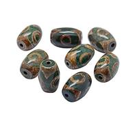 CHGCRAFT 10 pz Stile Tibetano DZi Perline Ovali Colorate E Riscaldate In Agata Naturale per Gioielli Fai-Da-Te Che Fanno A Mano Artigianato, Verde Oliva Scuro