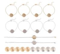 CHGCRAFT 10 Set 2 Colori Set di vassoi per ciondoli da ricamo Vassoi per ciondoli con castone rotondo Telaio vuoto con catena per i progetti artigianali di creazione di gioielli fai da te, 31,5x22x2mm