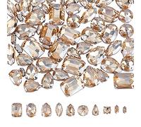 CHGCRAFT 100Pz 10 Stili Strass da Cucire Strass per Tessuti in Vetro Cristallo Decorazione Flatback Sew on Cristalli Artiglio Strass per l'artigianato per i Gioielli in Costume Crafts, Oro