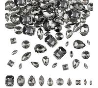 CHGCRAFT 100Pz Strass da Cucire Strass per Tessuti in Vetro Cristallo Decorazione Metallo Posteriore Prong impostazione Cucire Artiglio Strass per Costume, Vestiti, Indumenti, Vestito, Nero Chiaro