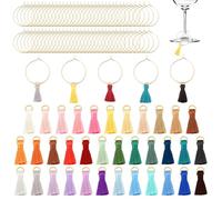 CHGCRAFT 105 Pz Kit di Charms per Bicchieri da Vino Poliestere Tassel Pendans Anelli di Charms per Bicchieri da Vino in Ottone Charms per Stelo Bicchieri Vacanze Compleanno, Colore Misto