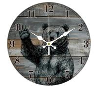 CHGCRAFT 12 Pollici Orologio da Parete con Motivo Orso Realistico A Batteria Orologio Decorativo Rotondo Silenzioso e Non Ticchettante per l'ufficio, la Casa e la Cucina