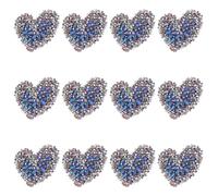 CHGCRAFT 12Pz Termoadesive a forma di Cuore Mini Sew On patch blu strass Glitter ricamato applique per il fai da te cucito artigianato accessori riparazione stoffa