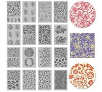 CHGCRAFT 16 Fogli 16 Stile Piante Fiori Tappetino per texture in argilla polimerica Tappetino per modellare l'argilla Foglie fiori Texture Fogli per la creazione di gioielli, 4×2,6 pollici